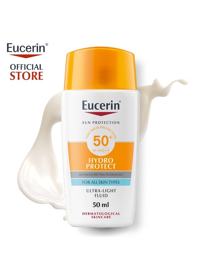 Eucerin Sunscreen Hydro Protect Face Ultra Light Fluid, High UVA/UVB Protection, SPF 50+ 50ml For all skin types skincare - Image 1