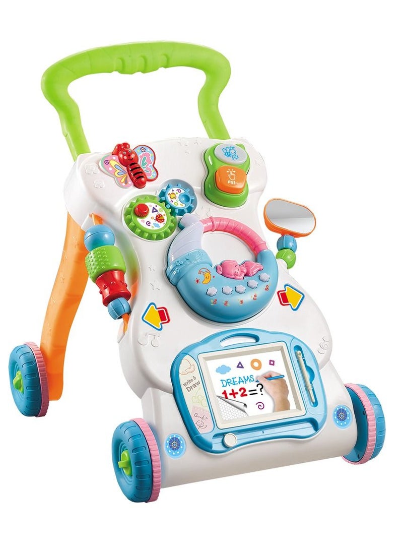 HUNGER Sit-to-Stand Learning Walker Tenlso Baby Walking Toys,Push Pull Toys - Adjust Speed, Non-Slip, Prevention O-Leg With Music,Mirror,Book - 0-3 Year Old  - Image 2