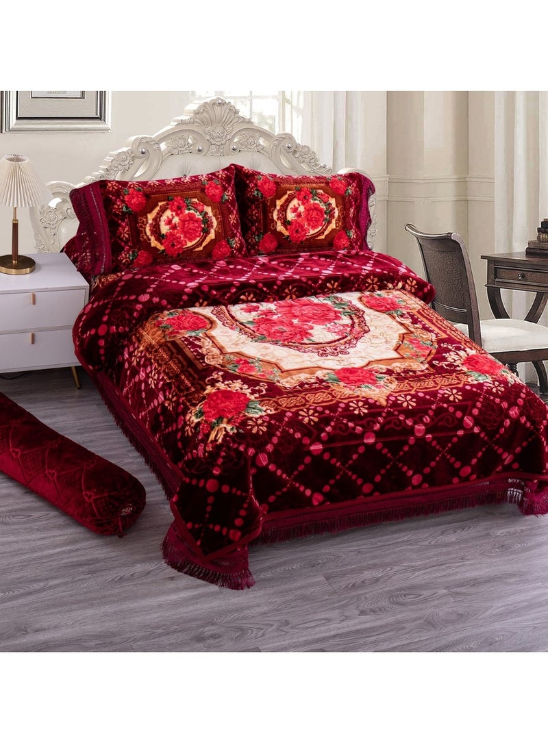 Stargold Blanket Set of 5 Pieces 220 x 240CM 2 Ply Premium Blanket With Bedspread Pillowcase And Neck Roll - Image 1