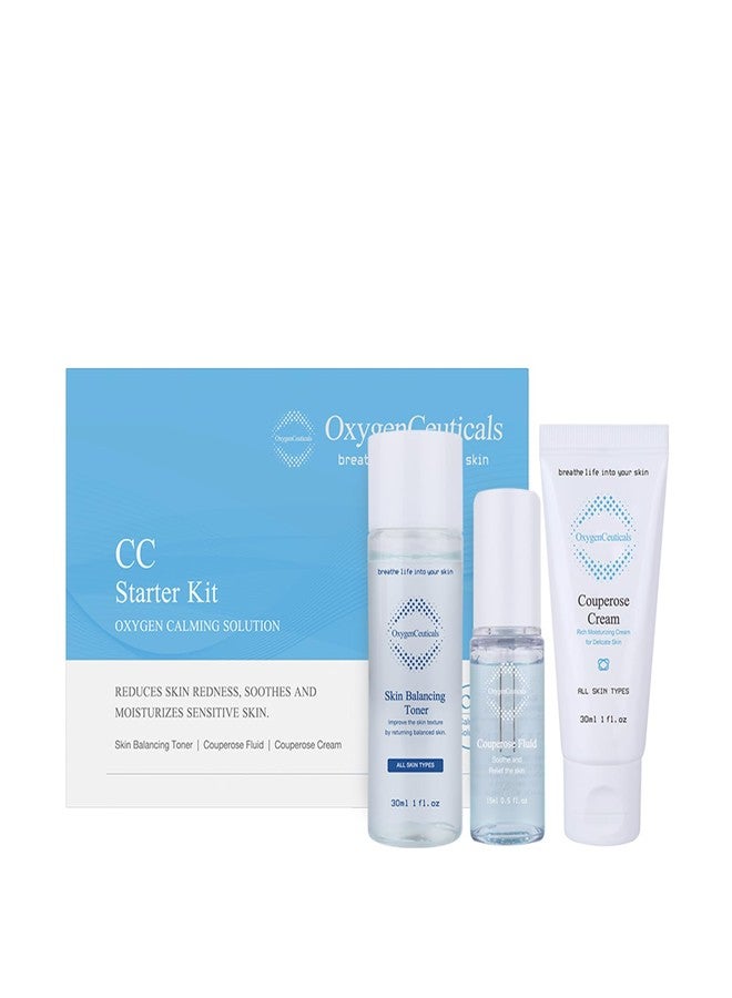 OxygenCeuticals Skin Balancing Toner 30ml and Couperose Fluid 15ml and Couperose Cream 30ml CC Starter Kit - Image 1