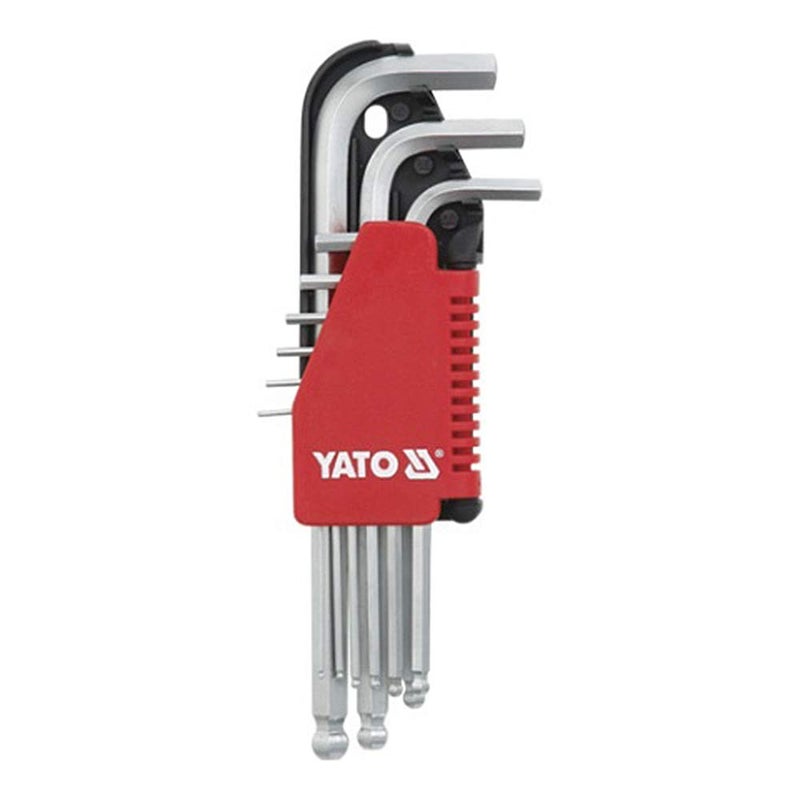 Yato YT0507 Hex Key With Ball 9Pcs 210mm CrVHex Key SetHex Key Wrench SetTool SetProfessional HEX keyIndustrial ToolsPower ToolsTorx WrenchesS2 SteelPlastic HandleTamper ProofLong Hex Multicolor - Image 1