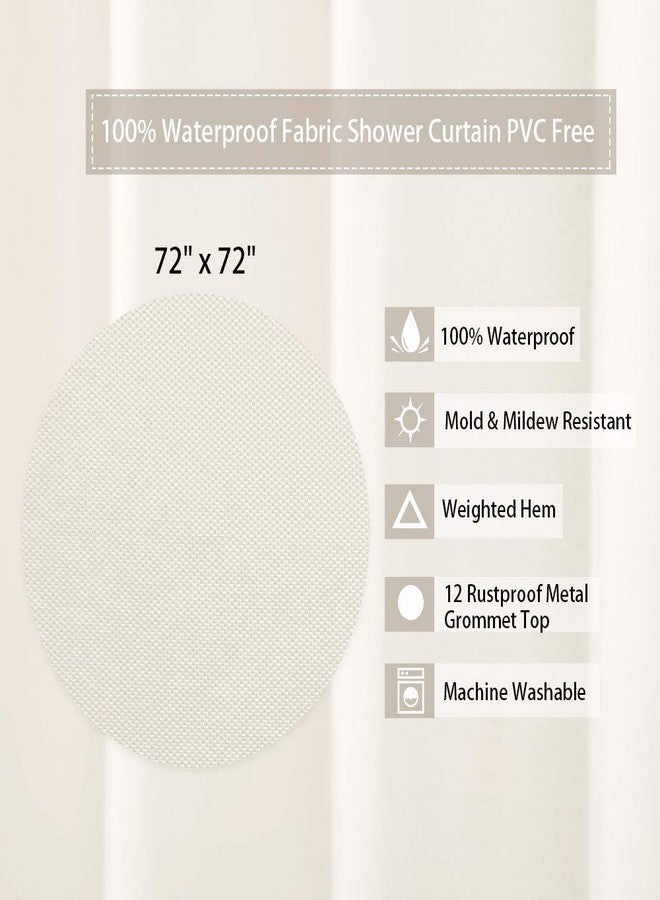 CAROMIO Hotel Quality 100% Waterproof Fabric Shower Curtain Liner with Magnets for Bathroom, 72x72 Inch, Ivory - Image 2
