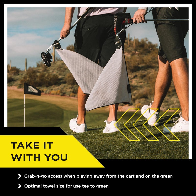 STICK-IT STICKIT Magnetic Towel, Gray | Top-Tier Microfiber Golf Towel with Deep Waffle Pockets | Industrial Strength Magnet for Strong Hold to Golf Carts or Clubs - Image 3
