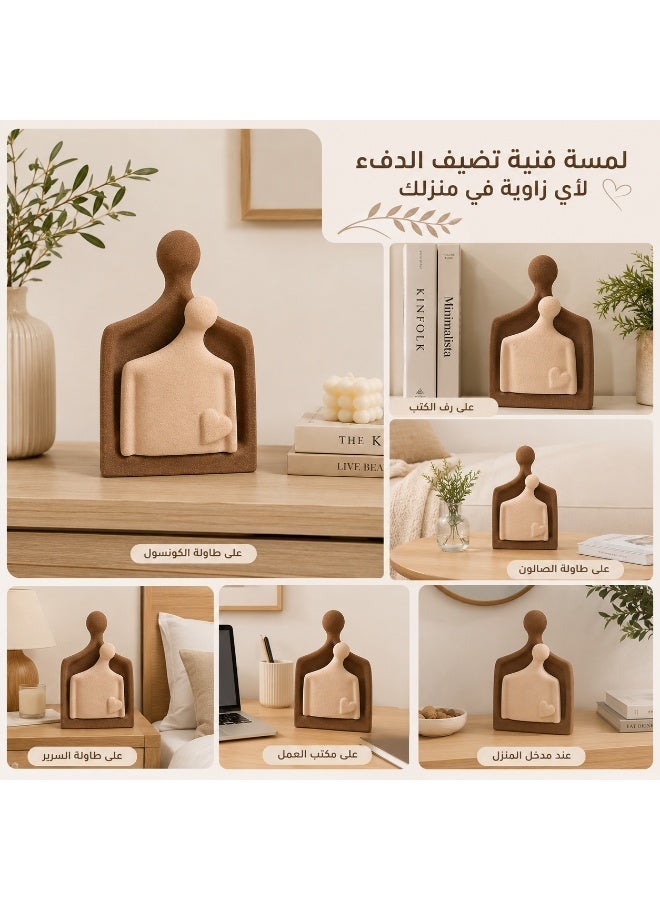 Calda Together Handmade Natural Clay Decorative Sculpture Set – Modern Abstract Couple Statue – Rustic Textured Home Decor Accent for Living Room, Bedroom, Office, Shelf & Console Table – Beige and Brown - Image 4