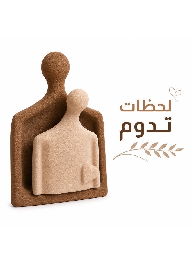 Calda Together Handmade Natural Clay Decorative Sculpture Set – Modern Abstract Couple Statue – Rustic Textured Home Decor Accent for Living Room, Bedroom, Office, Shelf & Console Table – Beige and Brown - Image 5
