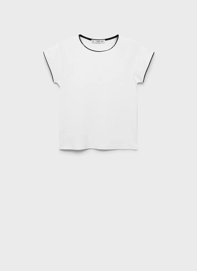 MANGO Cotton T-Shirt With Contrasting Trim