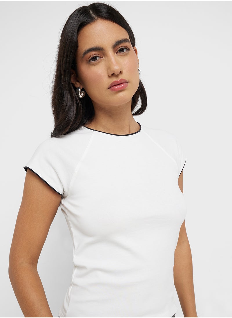 MANGO Cotton T-Shirt With Contrasting Trim  - Image 3