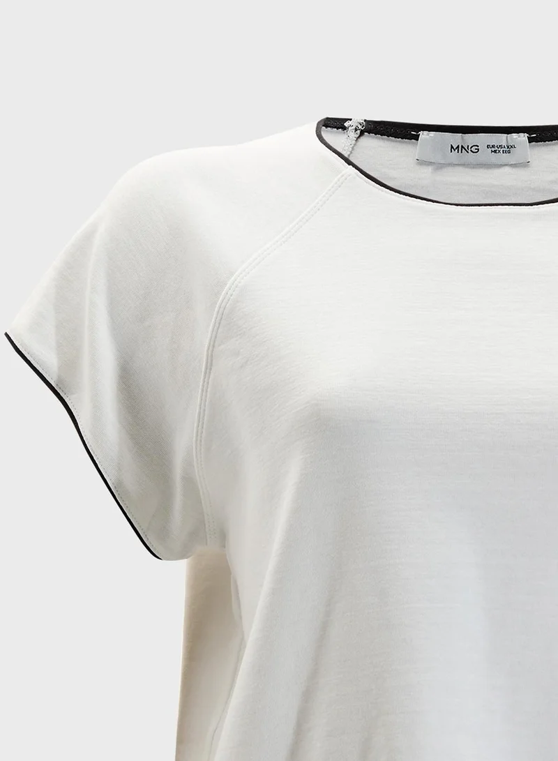 MANGO Cotton T-Shirt With Contrasting Trim