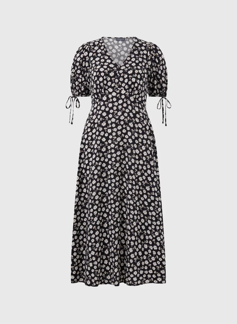 Matalan black floral Black Ditsy Floral Midi Tea Dress for Women | Best Price UAE