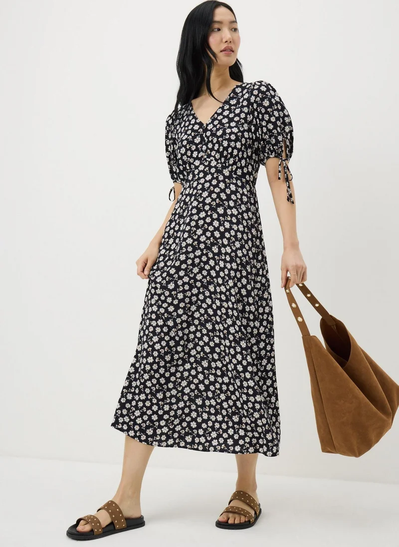 Matalan black floral Black Ditsy Floral Midi Tea Dress for Women | Best Price UAE