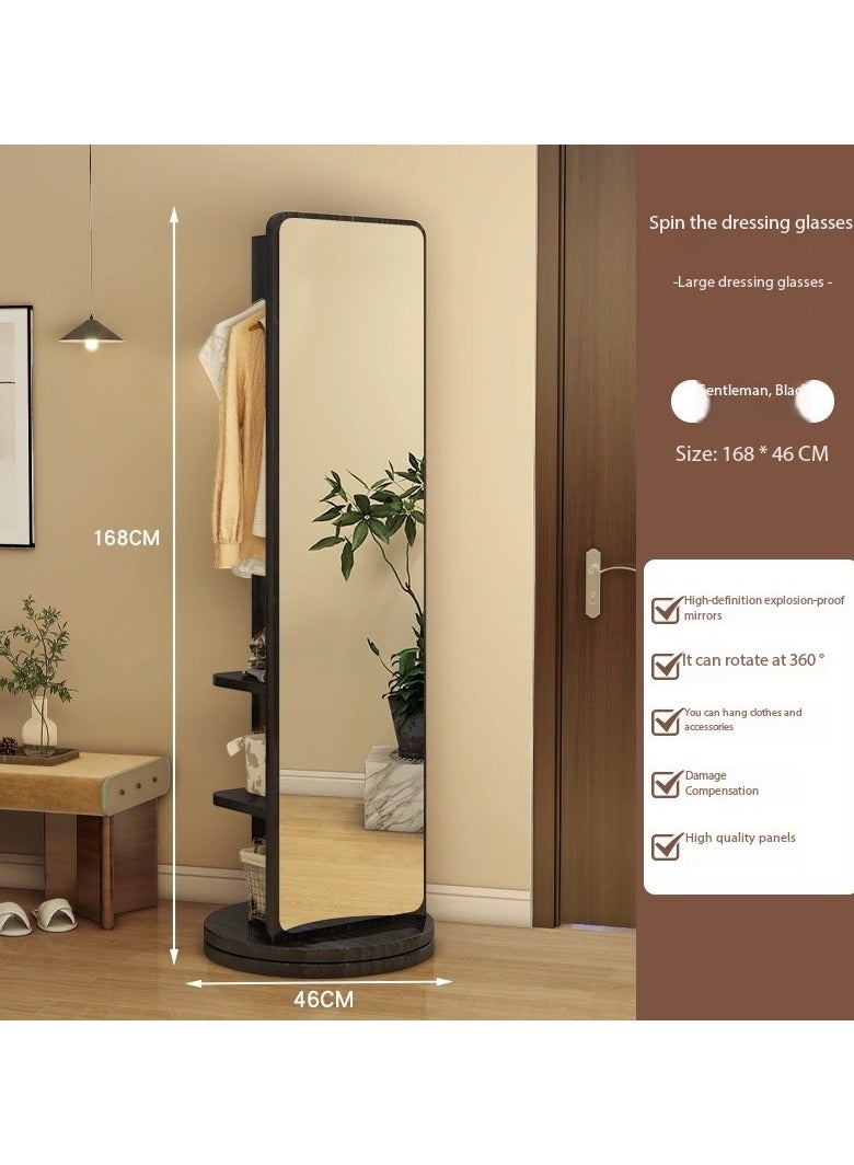 GT-Wheel Floor Mirror With Coat Rack Luxury Modern 360° Rotating Wood Full Body Length Mirror for Living Room and Bedroom  - Image 3
