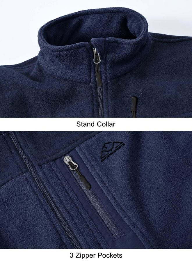 Rdruko Men's Softshell Jacket Fleece Windproof Lightweight Outdoor Jackets Full Zip Hiking Work Outwear, Full Navy, S - Image 5