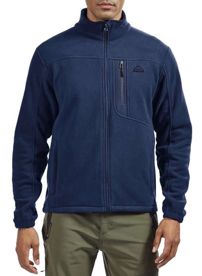 Rdruko Men's Softshell Jacket Fleece Windproof Lightweight Outdoor Jackets Full Zip Hiking Work Outwear, Full Navy, S - Image 3