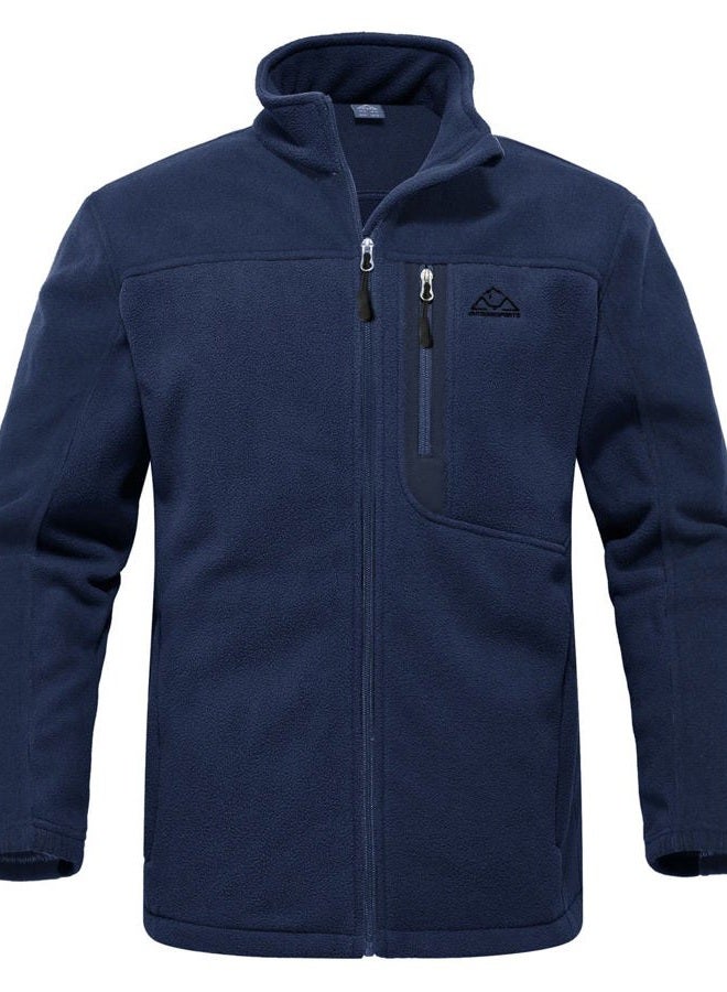 Rdruko Men's Softshell Jacket Fleece Windproof Lightweight Outdoor Jackets Full Zip Hiking Work Outwear, Full Navy, S - Image 1