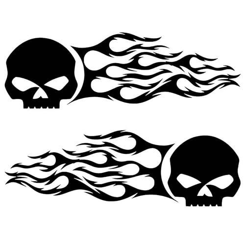 ASTUTE GRACE AG Skull Flame Sticker Set 2Pack Vinyl Decals for Car Motorcycle Tank Vinyl Racing Sports Flame Decal s for Motorcycles Dirt Bike Decals Calcomanas para Carros 85 in Black - Image 1