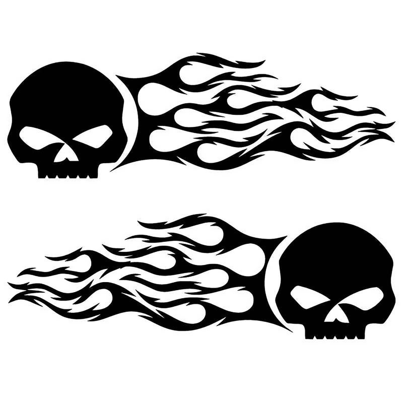 ASTUTE GRACE AG Skull Flame Sticker Set 2Pack Vinyl Decals for Car Motorcycle Tank Vinyl Racing Sports Flame Decal s for Motorcycles Dirt Bike Decals Calcomanas para Carros 85 in Black - Image 3