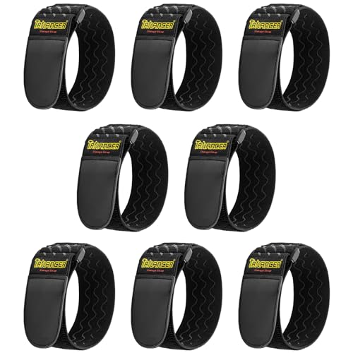 Trilancer Elastic Cinch Straps with Anti-Slip Strips, 12 "x 2"(8 Pack) Heavy Duty Multipurpose Hook and Loop Straps for Extension Cords, Cables, Ropes, Hoses, Bike, Pant Garters - Image 1