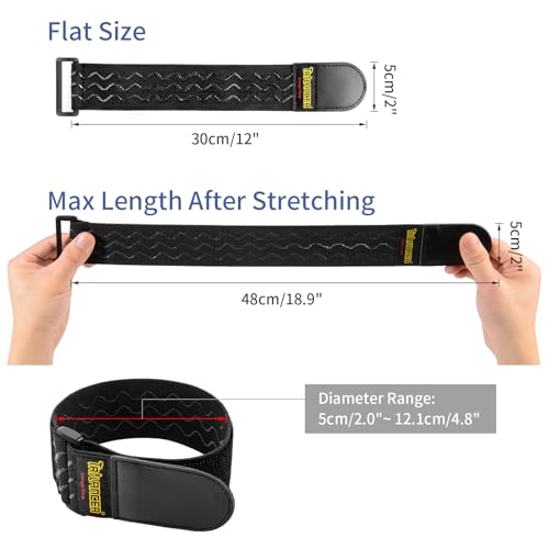 Trilancer Elastic Cinch Straps with Anti-Slip Strips, 12 "x 2"(8 Pack) Heavy Duty Multipurpose Hook and Loop Straps for Extension Cords, Cables, Ropes, Hoses, Bike, Pant Garters - Image 3