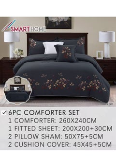 SMART HOME Embroidered two-sided quilt set, two-sided mattress, consisting of 6 pieces, quilt with 6-piece filling, 100% microfiber, quilt size 240 x 260 cm  - Image 1
