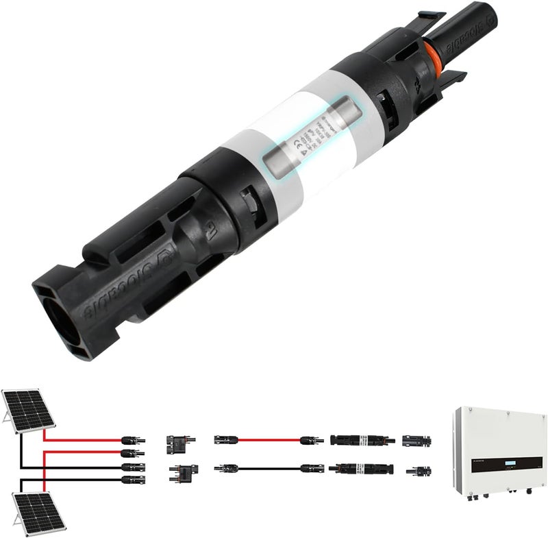 Slocable Store 15A Solar in-line Fuse Holder Connector, IP68 1000V Male and Female Connector, for Solar Photovoltaic System (with 10X38mm Fuse) - Image 1