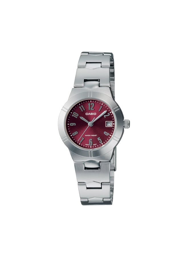 Casio LTP‑1241D‑4A2DF Women’s Analog Watch – Maroon Red Dial, Stainless Steel Bracelet, Daily Wear - Image 1