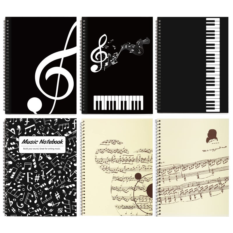 MAXCURY Music Notebook, Blank Sheet Note book, Cardboark Spiral NoteBook Manuscript Paper, Composition Staff Paper for Kids, Musician, Students, Piano-Keyboard-Music-Notebook 100 Pages 26x19cm - Image 5