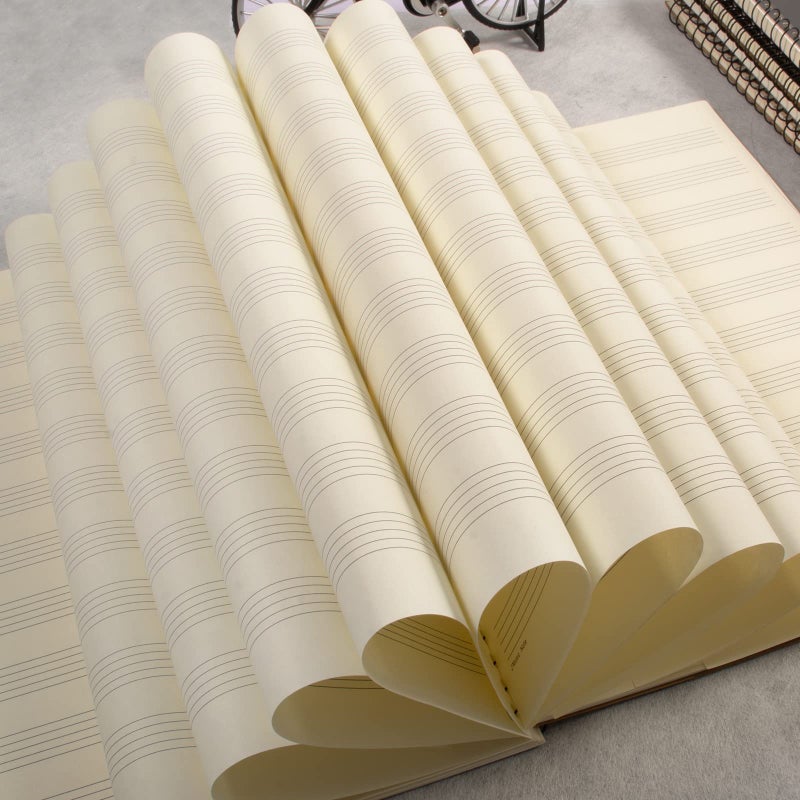 MAXCURY Music Notebook, Blank Sheet Note book, Cardboark Spiral NoteBook Manuscript Paper, Composition Staff Paper for Kids, Musician, Students, Piano-Keyboard-Music-Notebook 100 Pages 26x19cm - Image 3