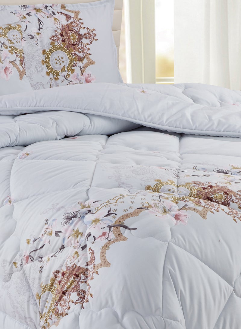 Moon Bed In A Bag Medium Filling King Size Comforter Set, 10 Pcs Floral Bedding Set Size 220 X 240 Cm with Comforter, Quilted Bed Skirt, Pillowcases, Cushion & Bedroom Slipper, Multicolor  - Image 4