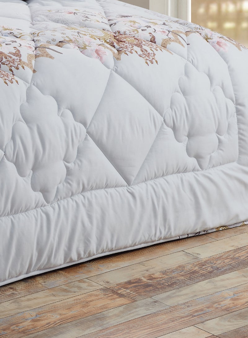 Moon Bed In A Bag Medium Filling King Size Comforter Set, 10 Pcs Floral Bedding Set Size 220 X 240 Cm with Comforter, Quilted Bed Skirt, Pillowcases, Cushion & Bedroom Slipper, Multicolor  - Image 5