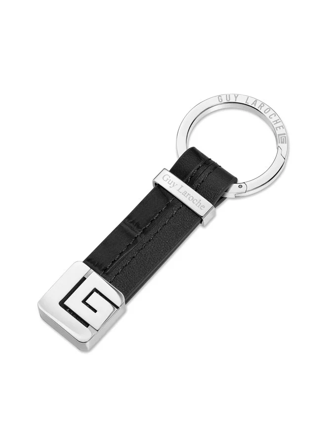 Guy Laroche Alex Black Key Ring Logo & Leather