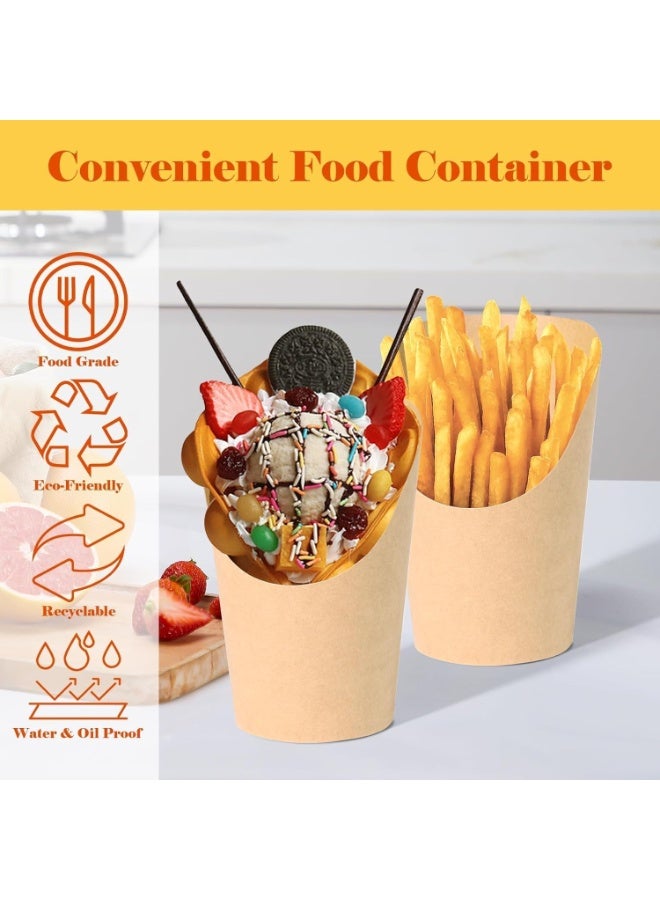 أكواب تقديم الطعام للاستخدام مرة واحدة سعة 14 أونصة، عبوة من 50 حامل بطاطس مقلية، أكواب مقبلات ورقية بنية، علب فشار، للحفلات والمناسبات وحفلات الزفاف - Image 2