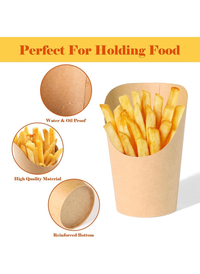 أكواب تقديم الطعام للاستخدام مرة واحدة سعة 14 أونصة، عبوة من 50 حامل بطاطس مقلية، أكواب مقبلات ورقية بنية، علب فشار، للحفلات والمناسبات وحفلات الزفاف - Image 4