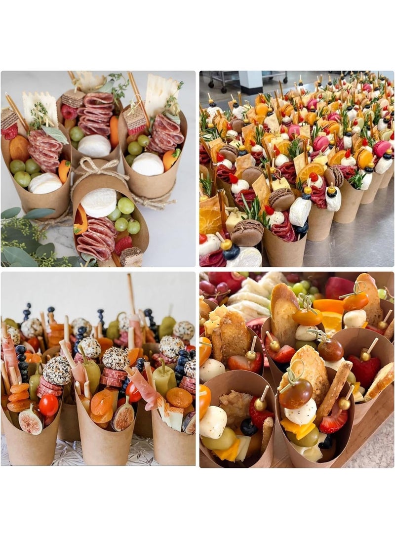 أكواب تقديم الطعام للاستخدام مرة واحدة سعة 14 أونصة، عبوة من 50 حامل بطاطس مقلية، أكواب مقبلات ورقية بنية، علب فشار، للحفلات والمناسبات وحفلات الزفاف - Image 5