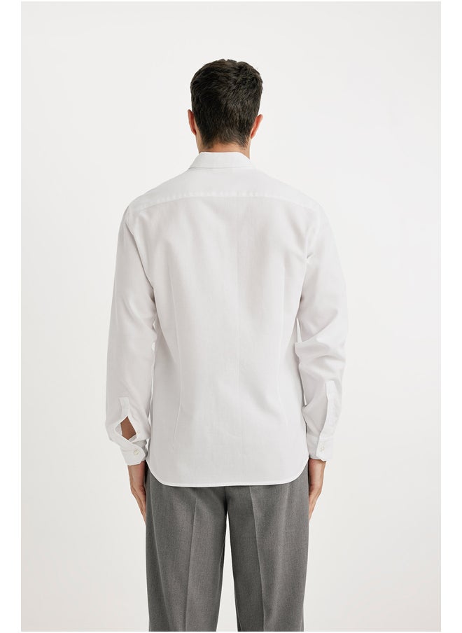 DeFacto - Man Smart Casual Modern Fit Polo Neck Woven Long Sleeve Shirt - Image 1