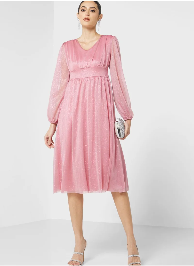 Khizana Puff Sleeve A-Line Dress