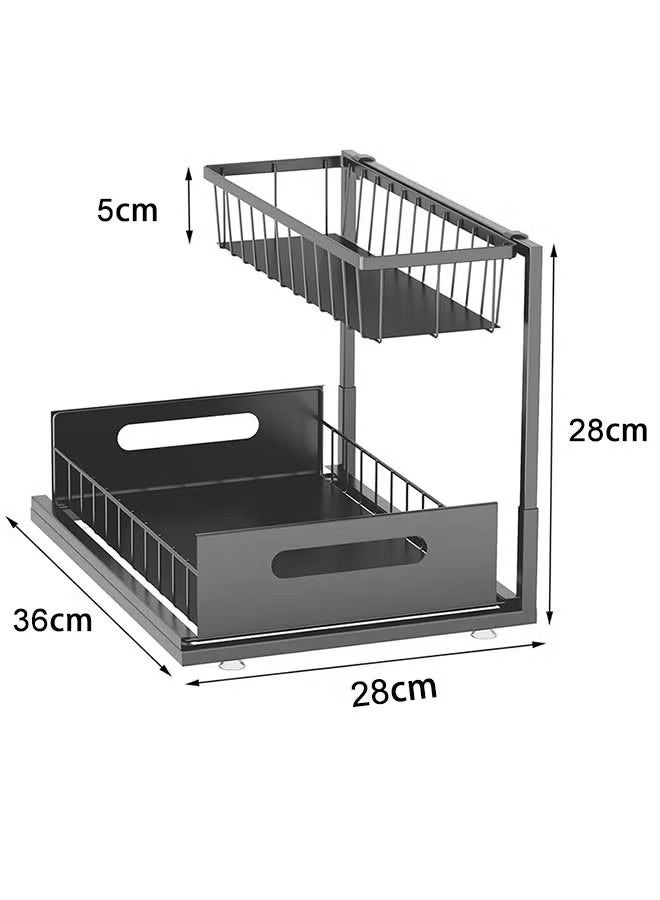 Monda 2-Tier Seasoning Rack Multifunctional Kitchen Spice Jar Storage Rack Under Sink Organizers and Storage with Sliding Drawer for Bathroom Kitchen,Kitchen Shelf Organizer Under Counter Storage Organizer  - Image 2