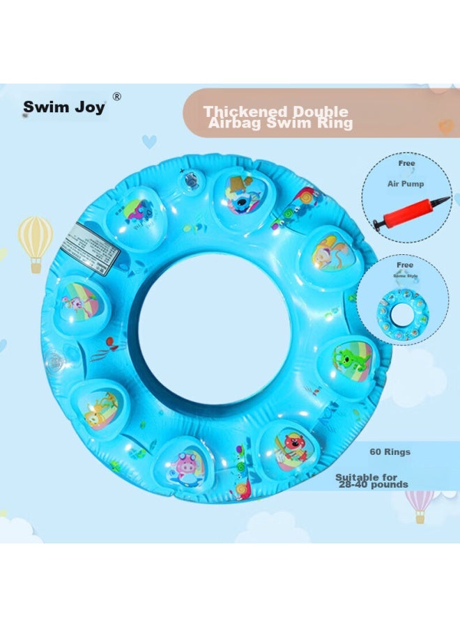 Swimming Fun Yonglebao Thickened Double Air Chamber Crystal Swimming Ring, Inflatable Life Buoy For Adults And Children, Surfing And Water Play, Size 60, 2-pack - Image 1