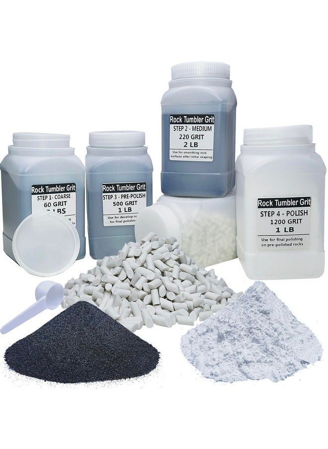 SACKORANGE 8 Lbs Large Weight Rock Tumbler Grit Kit And Ceramic Tumbling Filler Media Coarse/Medium Grit/Pre Polished/Final Polish, Works With Any Rock Tumbler, Rock Polisher, Stone Polisher  - Image 1