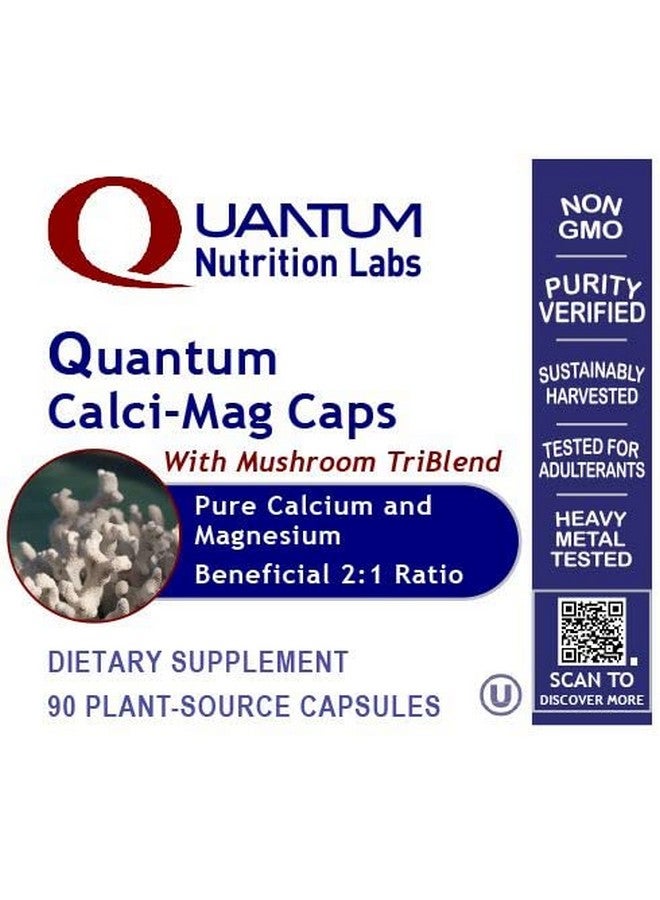 Quantum Nutrition Labs Calci-Mag Caps - Calcium Magnesium Supplement, Calcium Supplement, Pure Magnesium & Mushroom Complex with Reishi & Lions Mane - 300 Vegetarian Capsules - Image 4
