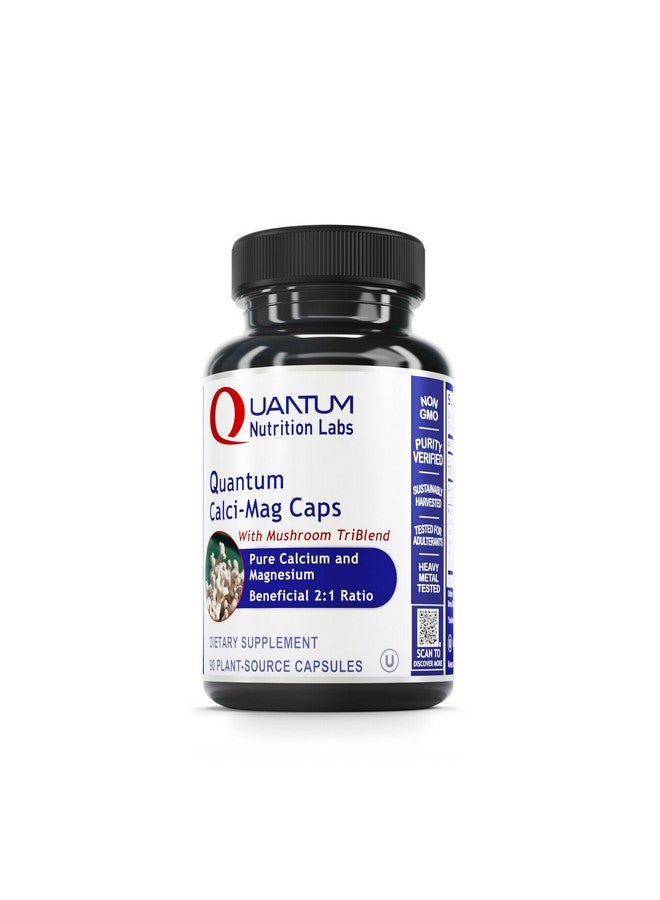 Quantum Nutrition Labs Calci-Mag Caps - Calcium Magnesium Supplement, Calcium Supplement, Pure Magnesium & Mushroom Complex with Reishi & Lions Mane - 300 Vegetarian Capsules - Image 1