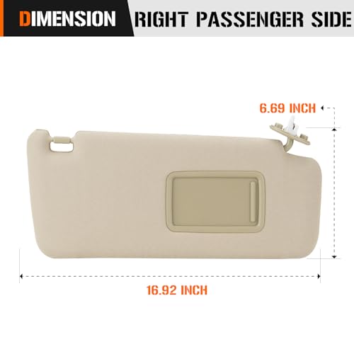 AEagle Right Passenger Side Sun Visor for 2010-2023 Toyota 4Runner Beige Sunvisor Replace 74310-35B00-E1, Stretchable Design - Image 5