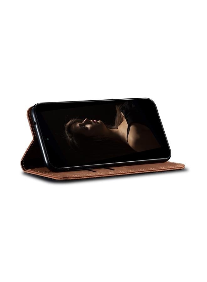 اس-توب جراب لهاتف OnePlus 13 من الجلد بتصميم كاجوال وملمس جينز قابل للطي أفقيًا - Image 5