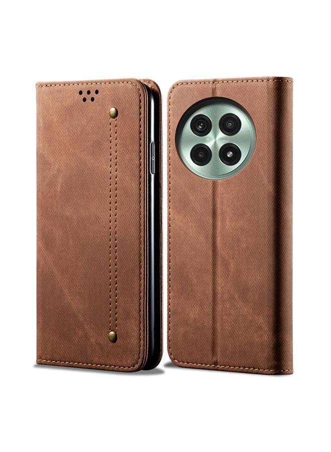 اس-توب جراب لهاتف OnePlus 13 من الجلد بتصميم كاجوال وملمس جينز قابل للطي أفقيًا - Image 1