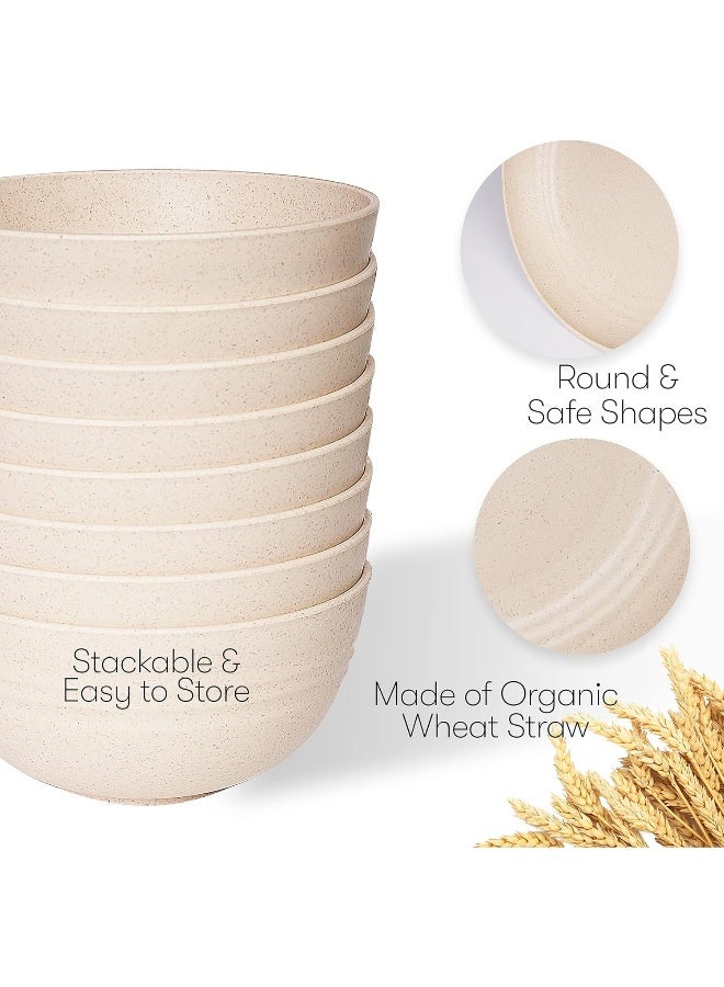 SWEVEN Wheat Straw Dinnerware Sets Unbreakable Dinnerware Sets Dishwasher Microwave Safe Dinnerware Eco Friendly Non Breakable Dinnerware Sets RV Outdoor Camping Beige Service for 8 32 pcs - Image 4