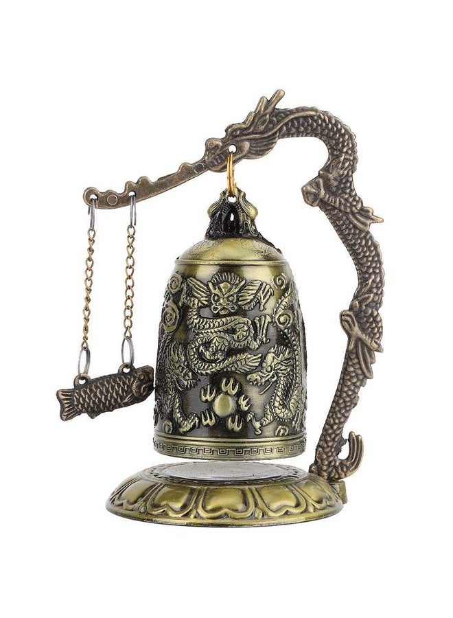 GLOGLOW Vintage Dragon Bell, Vintage Small Carved Bronze Dragon Lock Bell Chinese Feng Shui Decor Ornament Arts Crafts Collectibles Desk Decor - Image 1