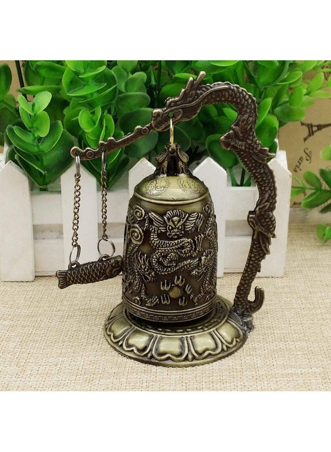 GLOGLOW Vintage Dragon Bell, Vintage Small Carved Bronze Dragon Lock Bell Chinese Feng Shui Decor Ornament Arts Crafts Collectibles Desk Decor - Image 3