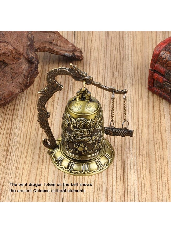 GLOGLOW Vintage Dragon Bell, Vintage Small Carved Bronze Dragon Lock Bell Chinese Feng Shui Decor Ornament Arts Crafts Collectibles Desk Decor - Image 5