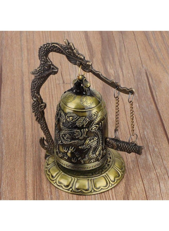 GLOGLOW Vintage Dragon Bell, Vintage Small Carved Bronze Dragon Lock Bell Chinese Feng Shui Decor Ornament Arts Crafts Collectibles Desk Decor - Image 2