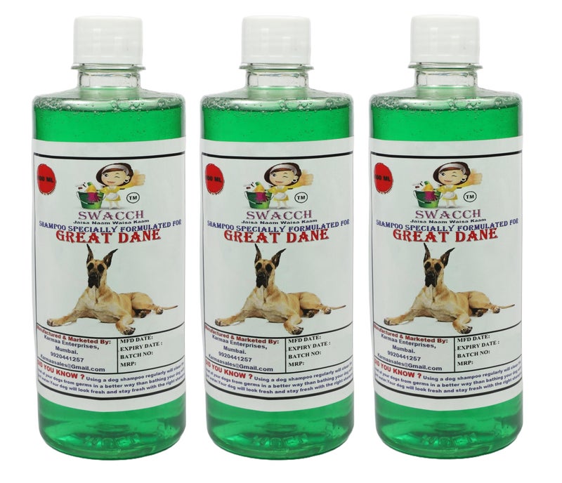 swacch Shampoo | Puppy Safe Shampoo | PH Balanced | Ditch to Itch for Great Dane Shampoo 500ml Pack of 3 (Neem Alovera) + Spike Ball Chew Toy Combo Pack - Image 2