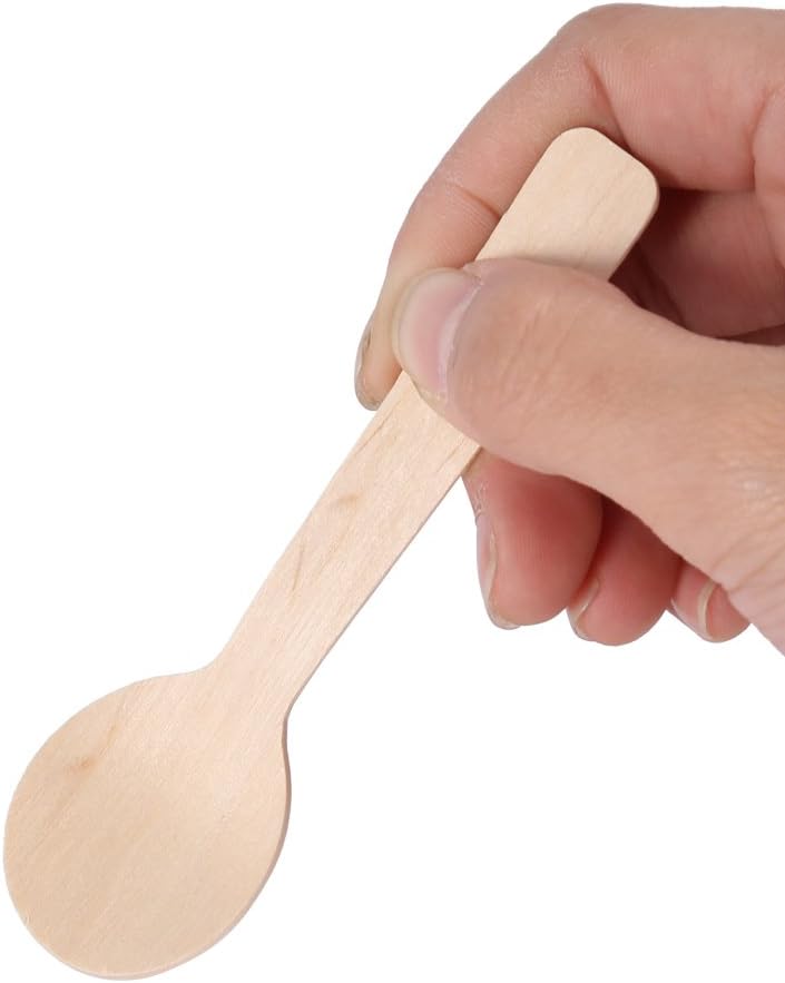 YOSOO 100pcs Disposable Wood Spoons Eco-Friendly Ice Cream Tea Spoon 10cm Flatware Cutlery Bupplies - Image 5